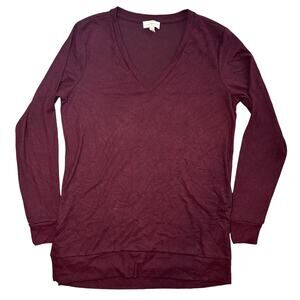Lucky Brand Long Sweater Women Size S Purple V-Neck Normcore Academia Preppy